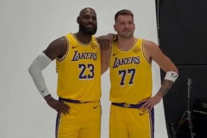 老詹的第22季！湖人媒體日 詹姆斯和東契奇滿分組合的定妝照~